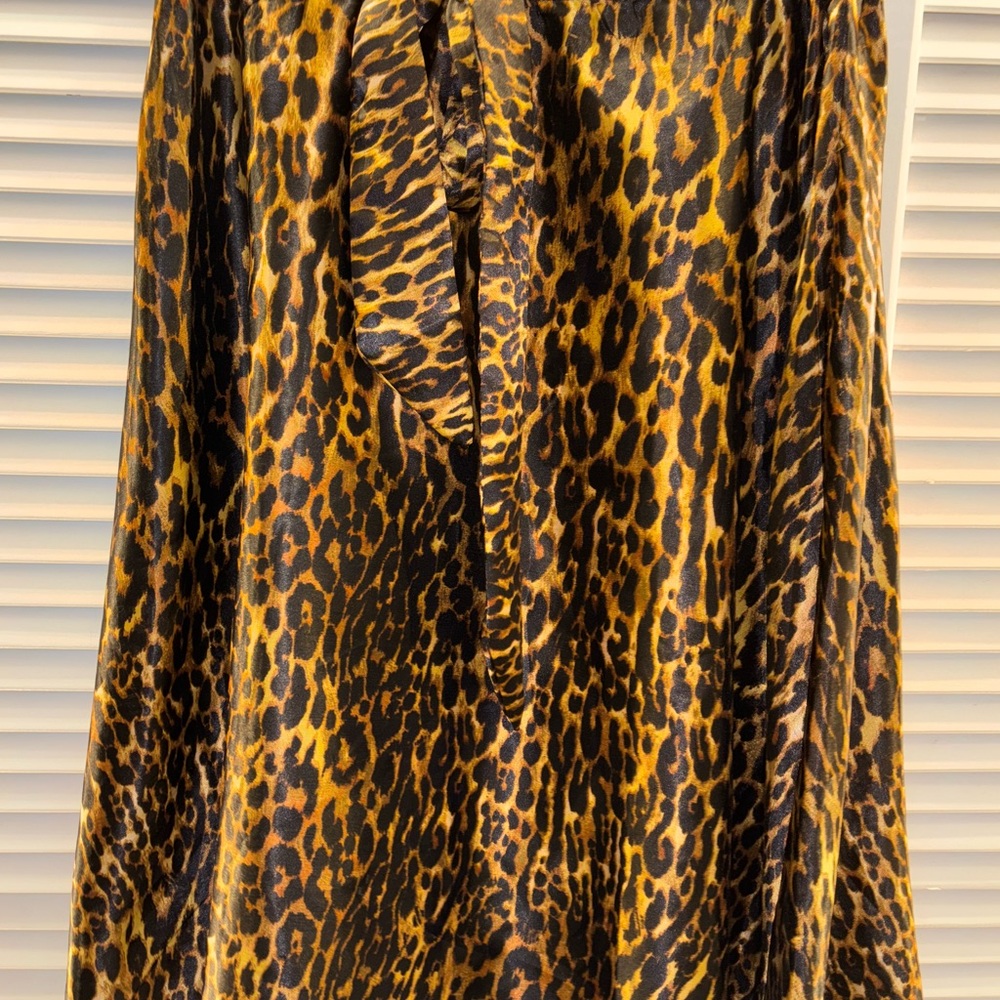 Leopard Print Satin Skirt